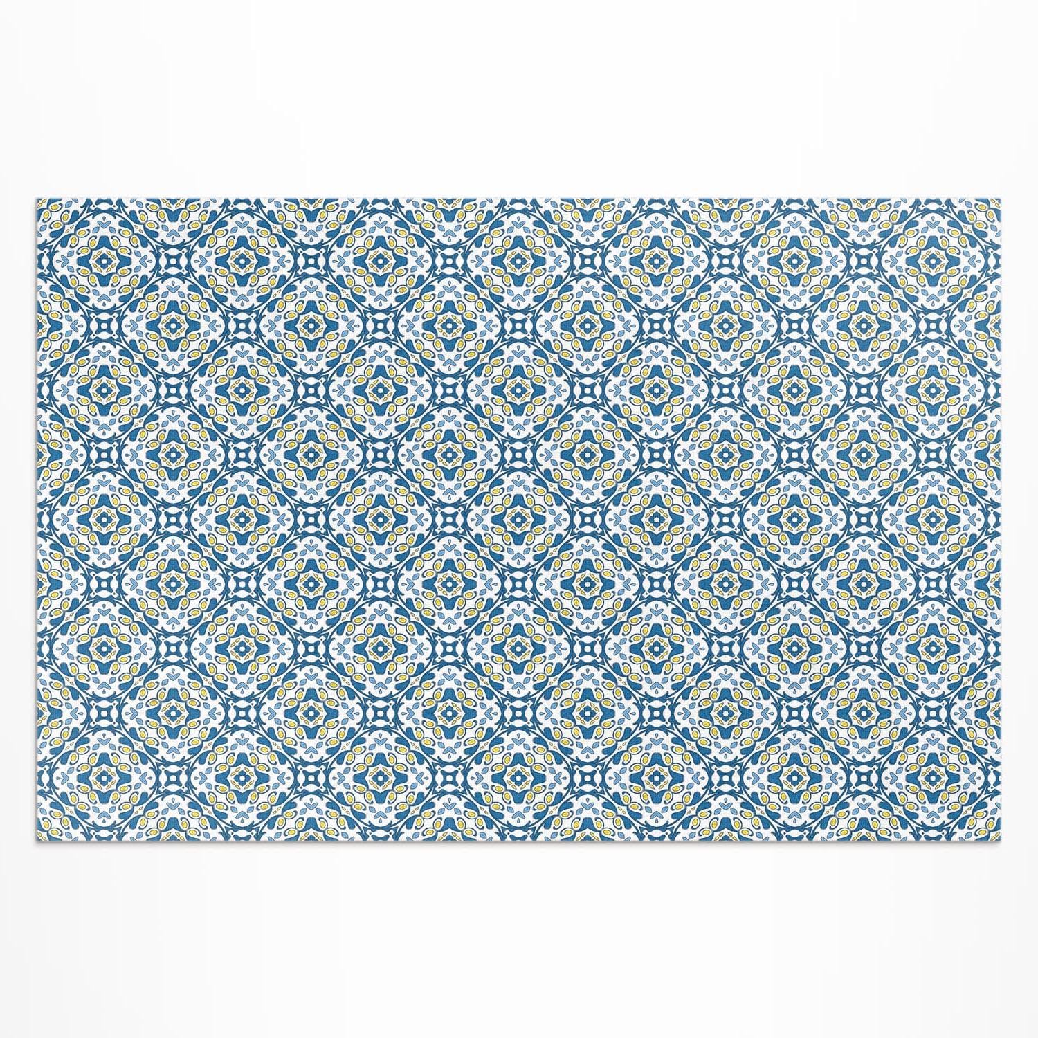 Tapis de sol vinyle balcon terrasse jardin extérieur mosaïque portugaise 100x150