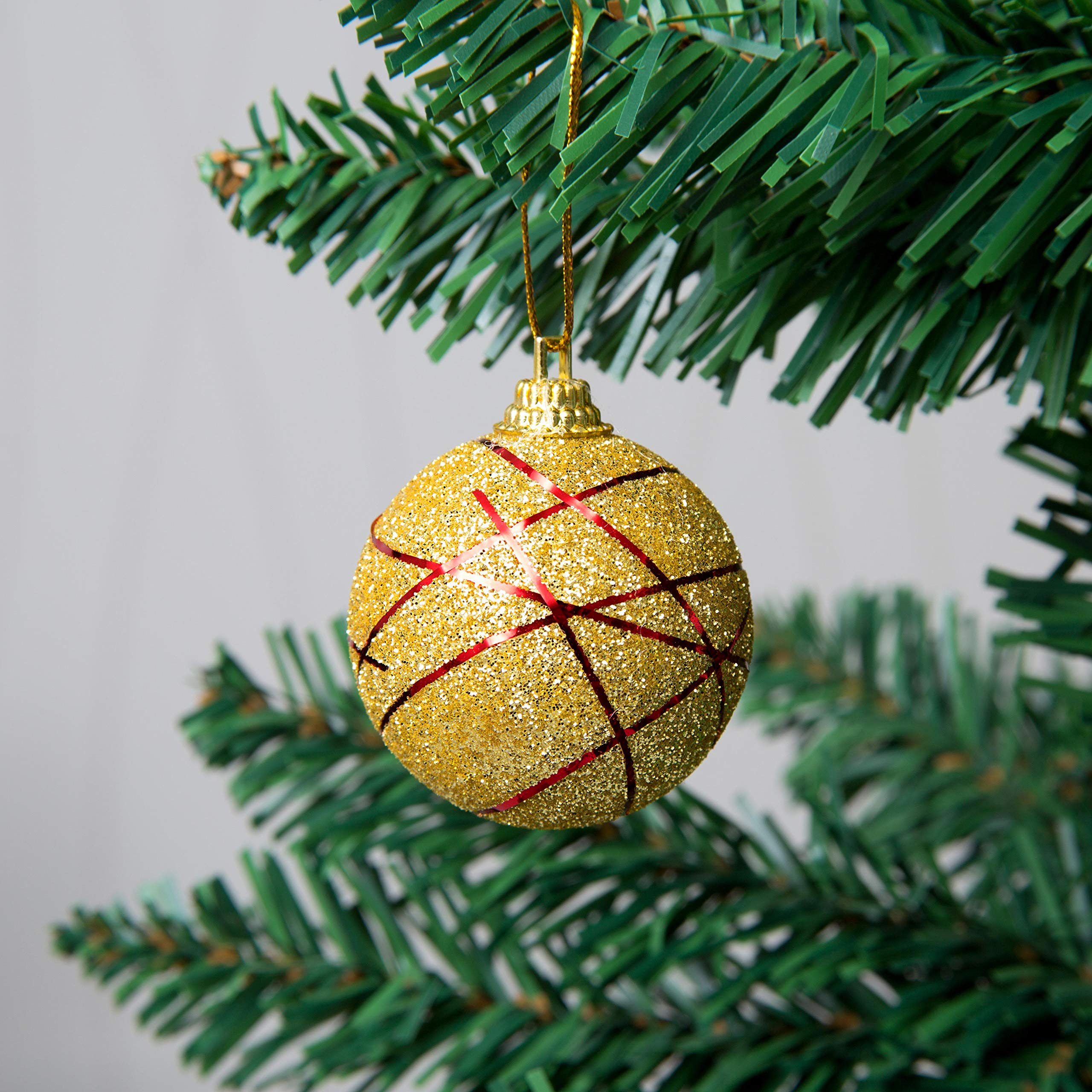SHATCHI 12 x Christmas Tree Hanging Baubles Soft Foam Glittered Decorated Shatterproof Pendant Ornaments Xmas Tree Table Decorations,Decorated Babules - Image 4