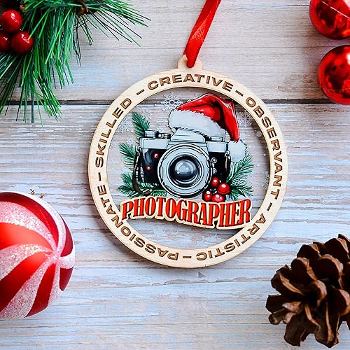 Vista 3 de Adorno de Navidad para fotógrafo, adorno de fotógrafo para árbol de Navidad, regalo de Navidad para amantes de la cámara, recuerdo para entusiastas