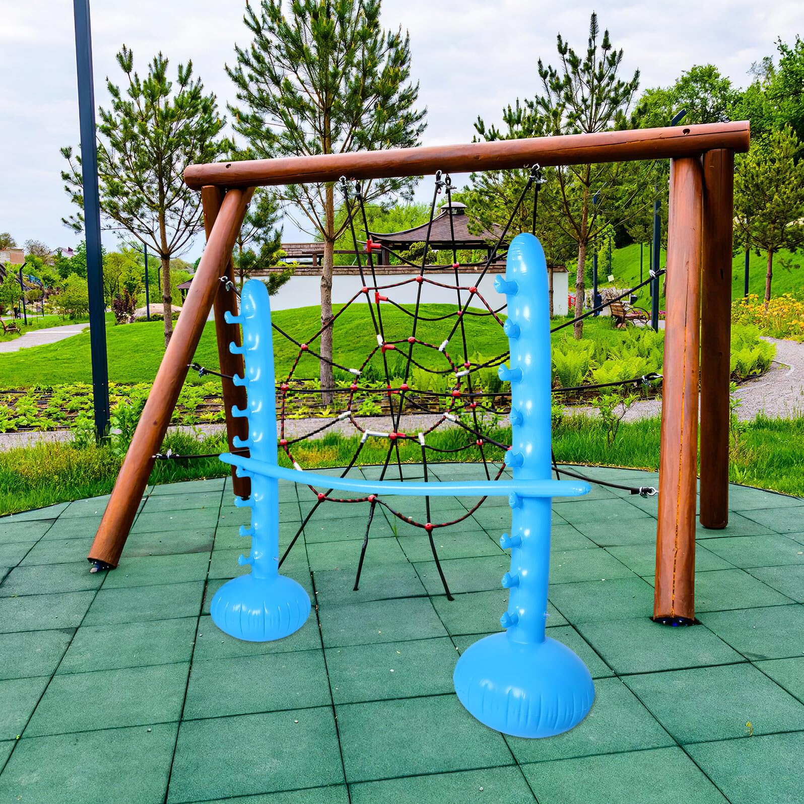 Aufblasbarer Limbo Stab für Kinder Blau aus Pvc als Partyspiel | Eltern Kind Interaktion, Kinderfreundlich Gestaltet, Draußen bei Festen, Garten und Park Einsetzbar