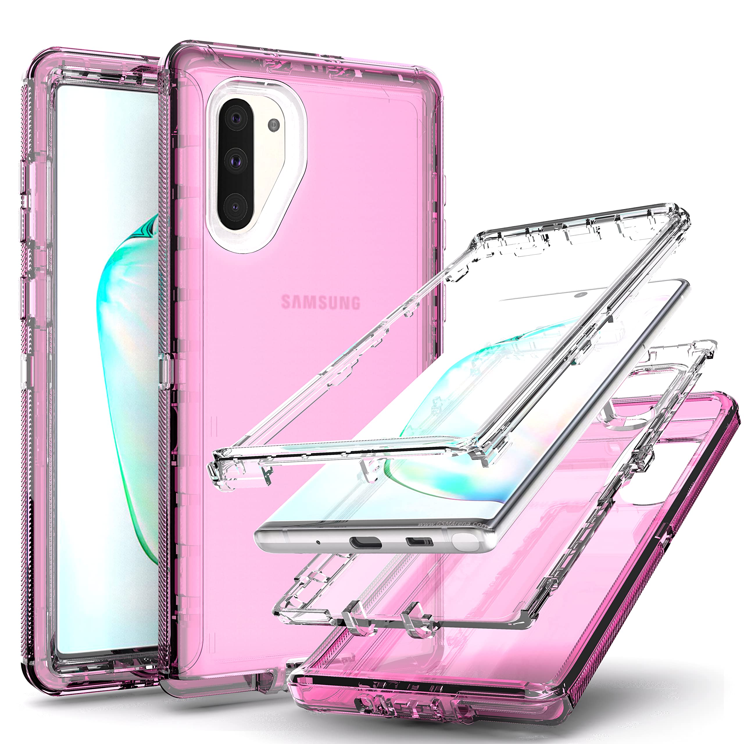 Coque Note 10 robuste antichoc multicouche en caoutchouc durable rose - 7