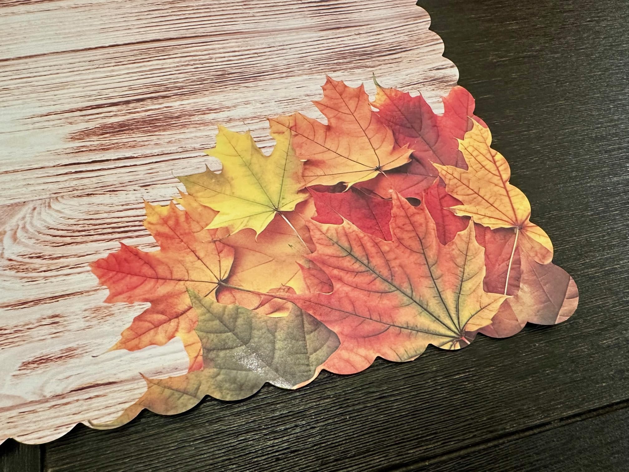 Paquete de 25 manteles individuales desechables de papel de hoja de arce otoñal para mesa de comedor, manteles individuales desechables de hojas de cosecha para fiesta de Acción de Gracias, 16.25 x
