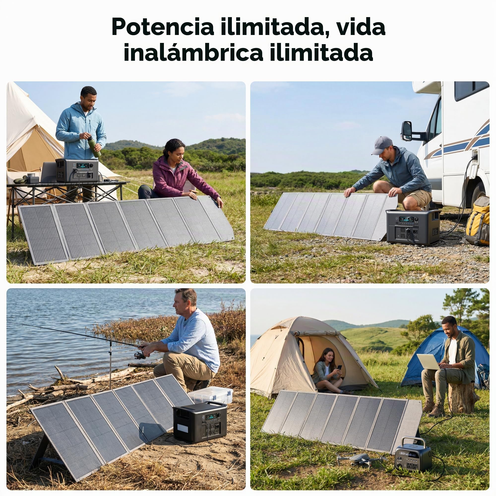 Panel solar plegable 200W IP65 impermeable, Kit de paneles solares, compacto y ligero, cargador solar portátil para RV, portátil, generador solar, furgoneta, camping fuera de la red