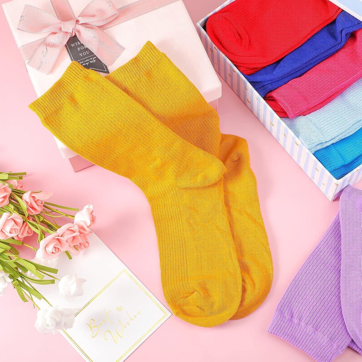 Jadive 30 Pairs Womens Crew Socks Solid Color Socks Lightweight Cute Women Cotton Gym Athletic - Image 7