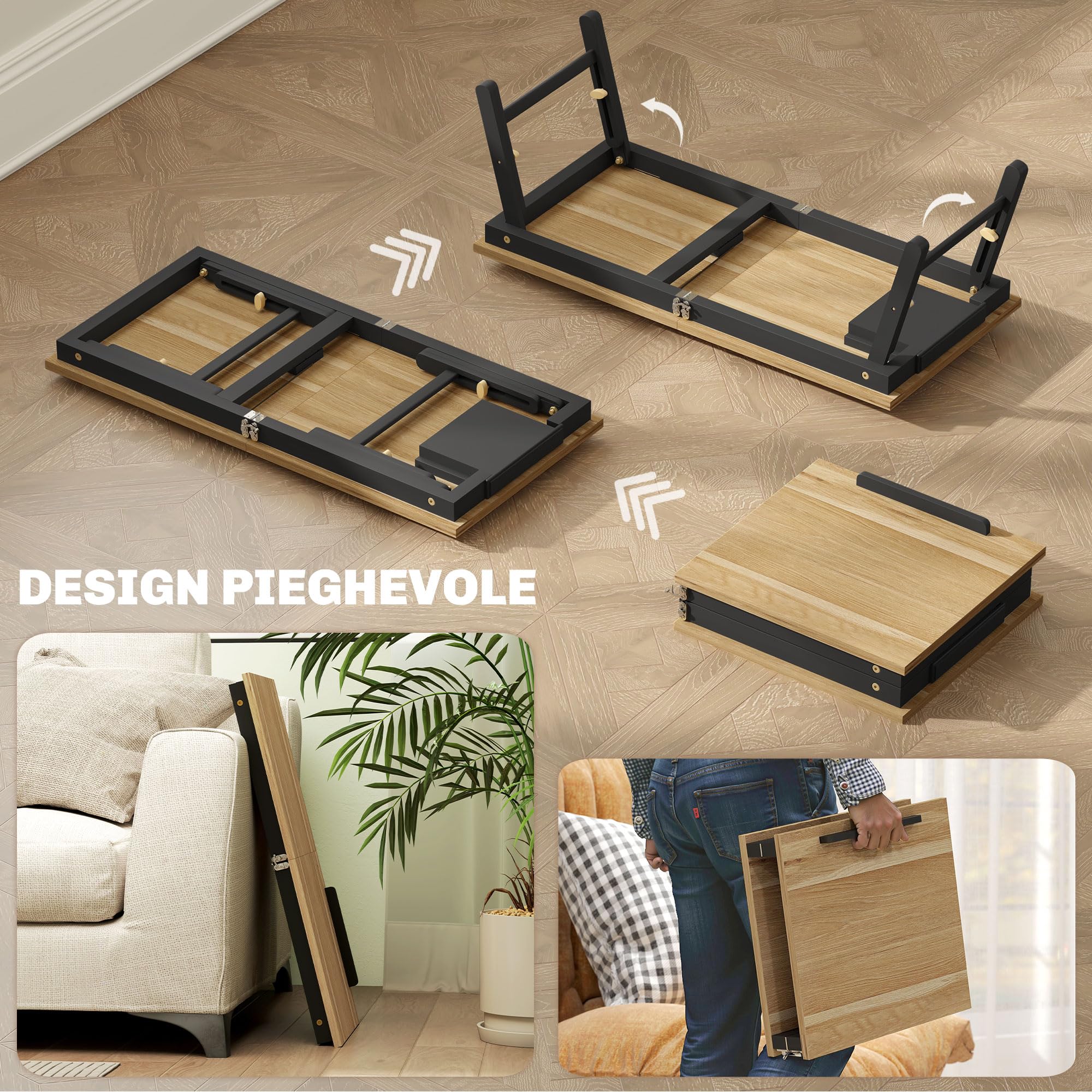 HOMCOM Supporto Monitor Inclinabile e ad Altezza Regolabile con Cassetto Laterale, Porta Monitor PC Pieghevole in Bambù e MDF, 83.5x33x23.5-34 cm, Rovere e Nero
