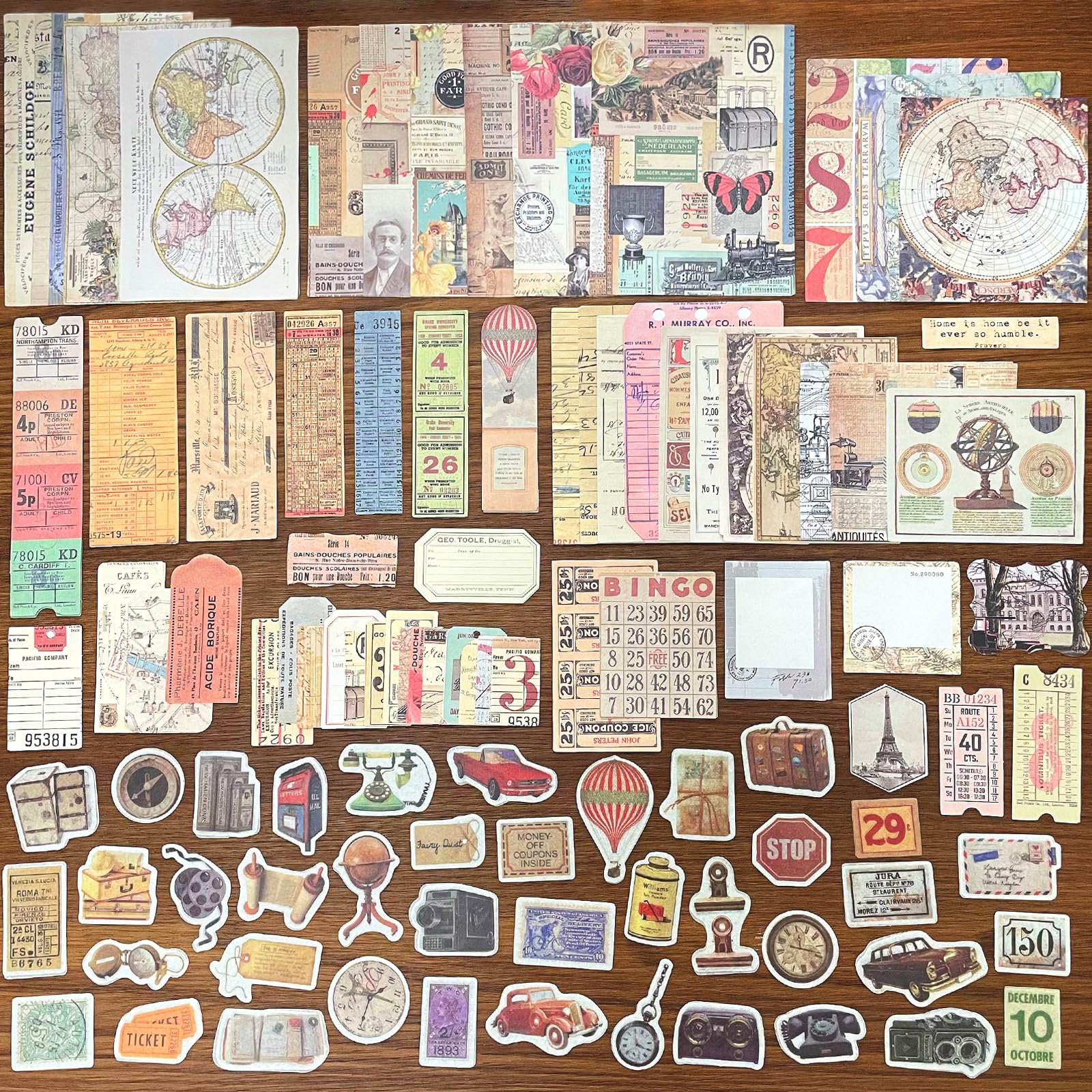 Zestaw do scrapbookingu w stylu vintage, 200 szt., papier do decoupage, naklejki na dzienniki, planery i rękodzieło, estetyczne materiały kolażowe, podróż