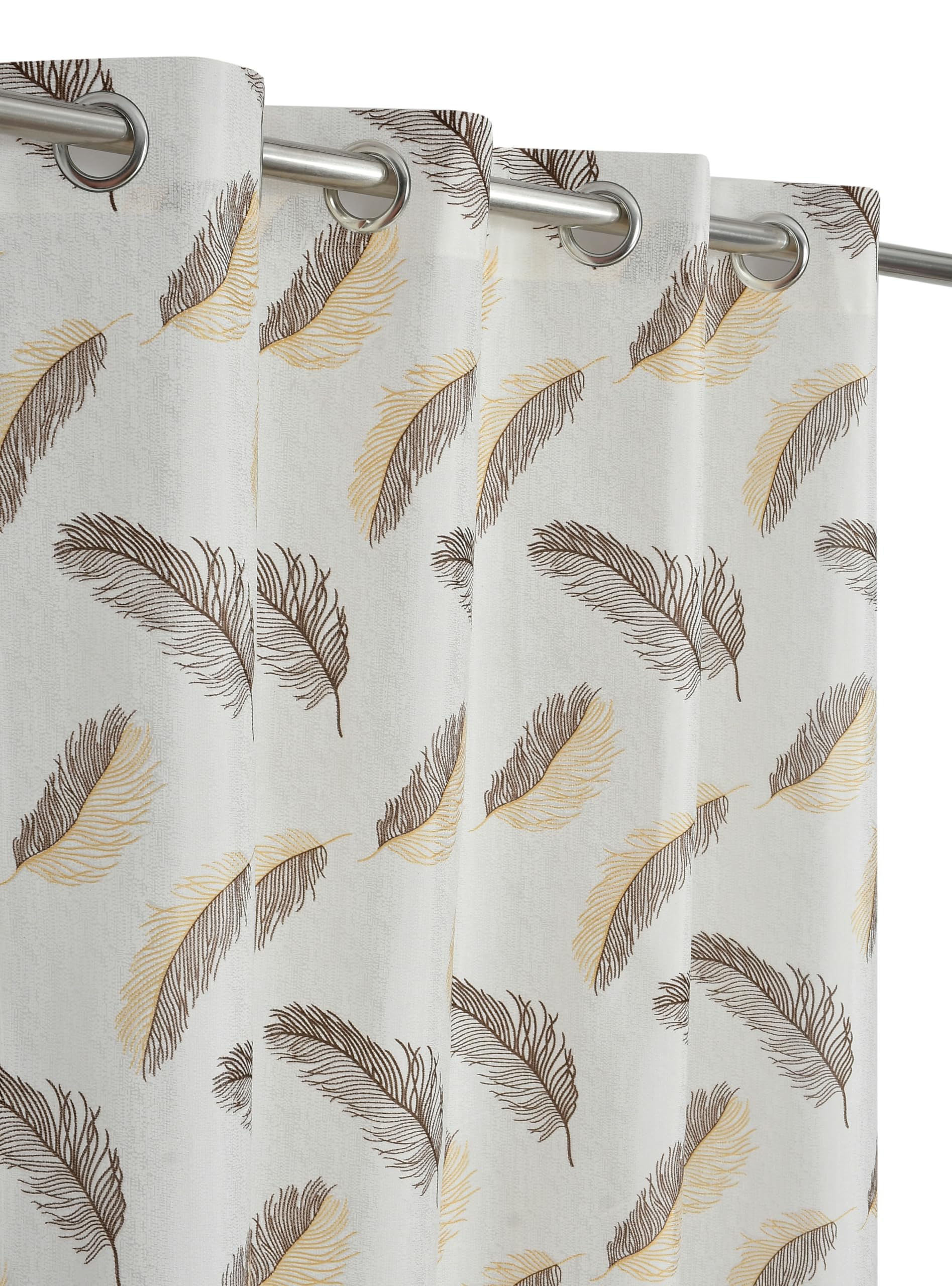 Polyester Window Curtains 5 Feet Long 1 Piece |Window Curtains 5 feet |Feather Print | Light Filtering Curtains for Living Room | (114 x 152 cm,) Window Curtain 5 feet Set of 1 Cream-image-6