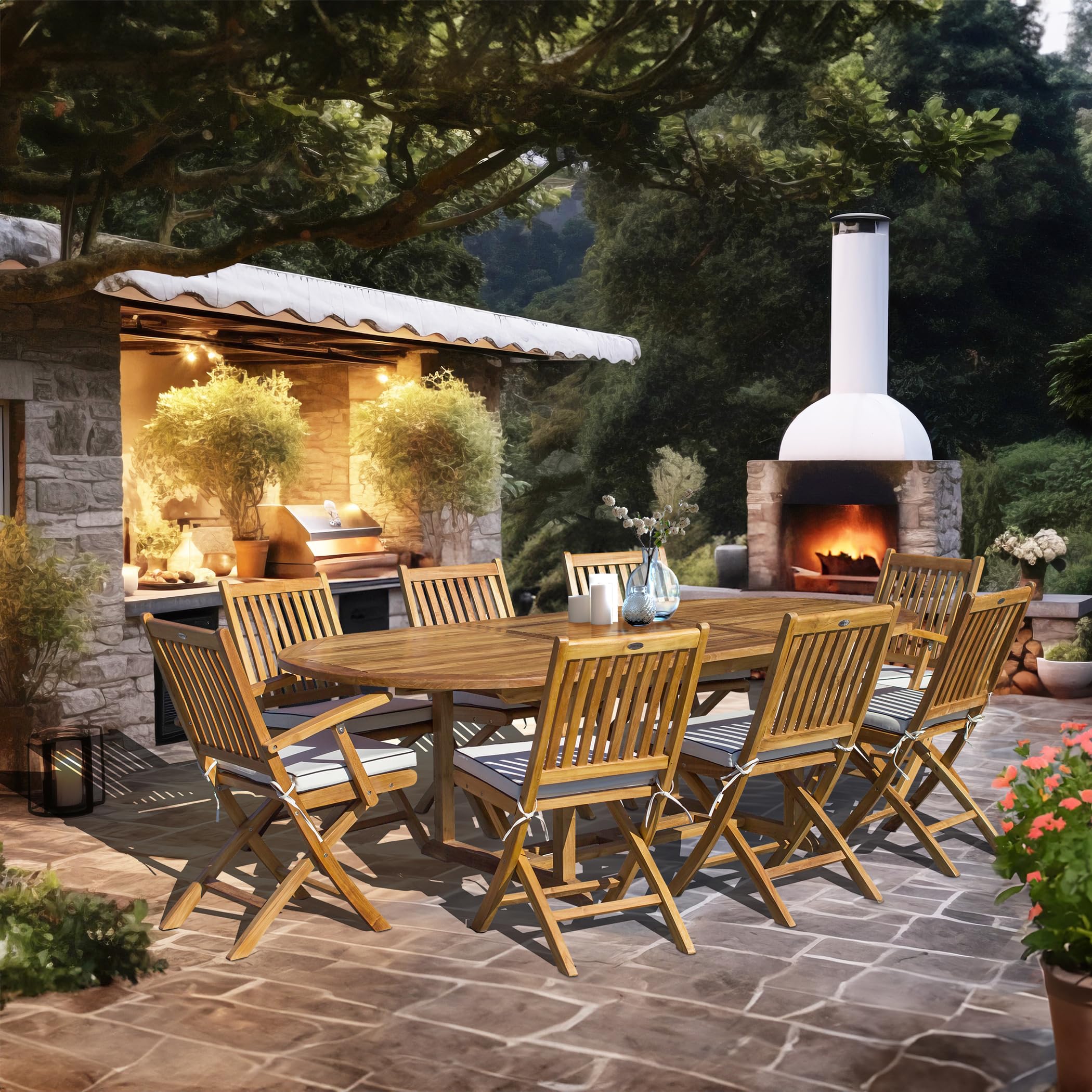 Santa Barbara Teak Wood Folding Arm Chair (Set Of 2) - Indoor/Outdoor, Weather Resistant - View #12