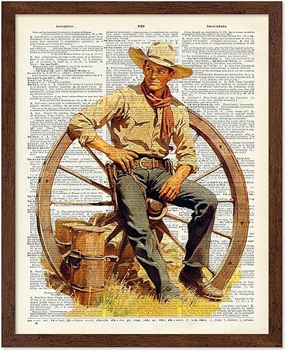 Miniatura 44 de Poster Master Póster artístico de diccionario, estampado retro de vaquero y caballo, arte del salvaje oeste, arte occidental, arte moderno, regalo
