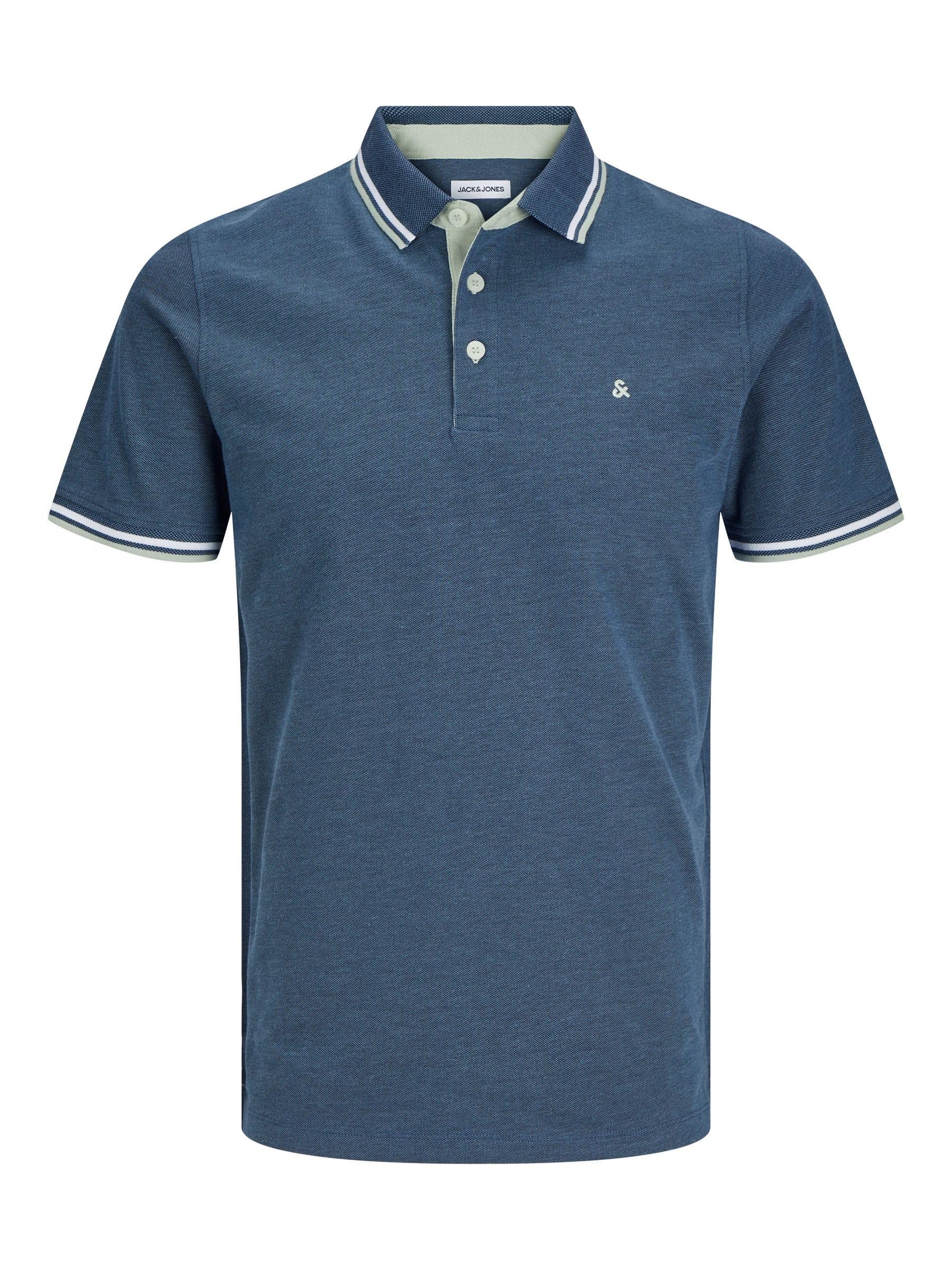Jack & Jones Male Polo Shirt Plus Size Plain Polo Shirt, Oceanview, 4XL
