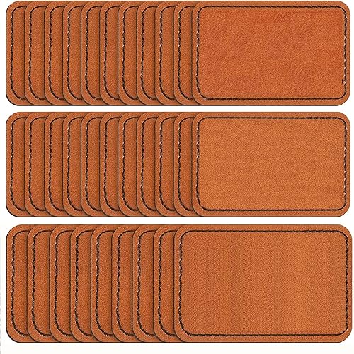 60 parches de cuero sintético en blanco con parche redondo de cuero sintético rústico para sombreros reparación de tela personalizada para coser