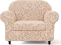 Vista 22 de SUBRTEX Fundas para sofá de 2 piezas, diseño de damasco jacquard de 3 plazas con cojín de asiento, fundas elásticas para sofá, protector de muebles