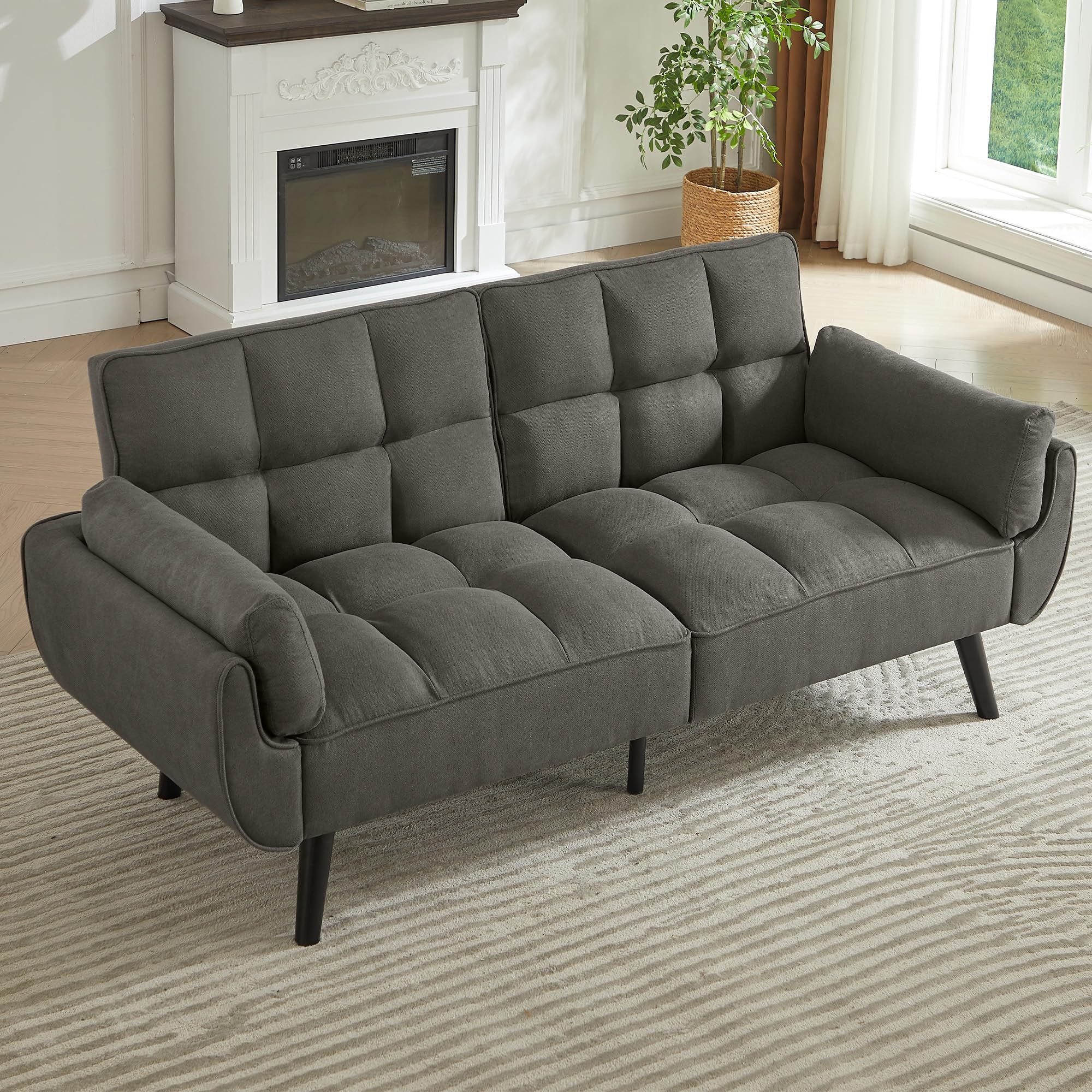 JIEXI Dreifaches Schlafsofa Dunkelgrau, Sofa Klein 191x83cm | Rückenlehne ohne Klappfunktion, bequem, geeignet für Wohnzimmer, Schlafzimmer, Zimmer