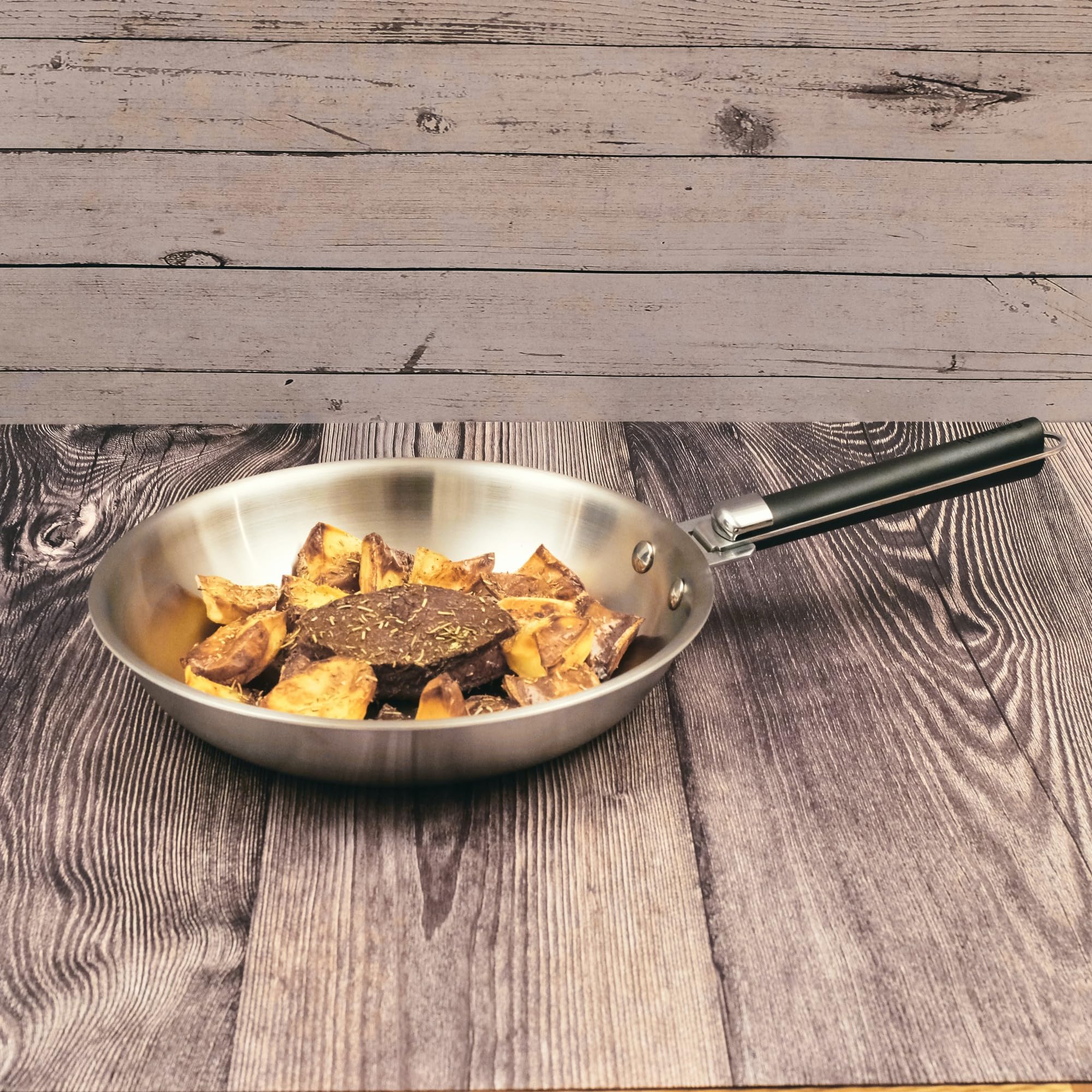 Kamberg - Padella in acciaio inox 30 cm manico rimovibile - Acciaio inossidabile 18/10 Triply - Tutti i piani cottura tra cui induzione e forno
