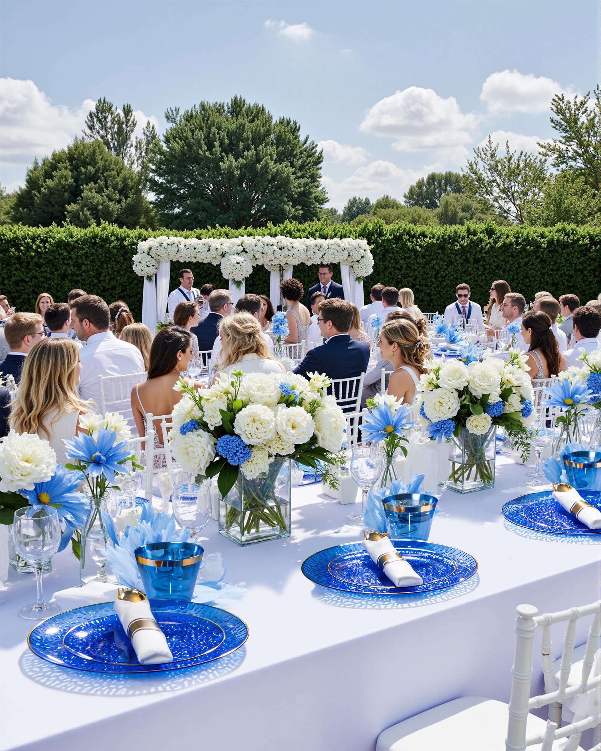 Blue & Gold Party Plates - 175 Piece Set -3