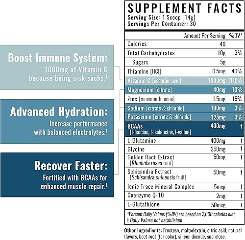 Miniatura 4 de Wilderness Athlete - Hidrata y recupera  Mezcla de bebida líquida de electrolitos en polvo de hidratación - Recuperarse más rápido con Bcaas -