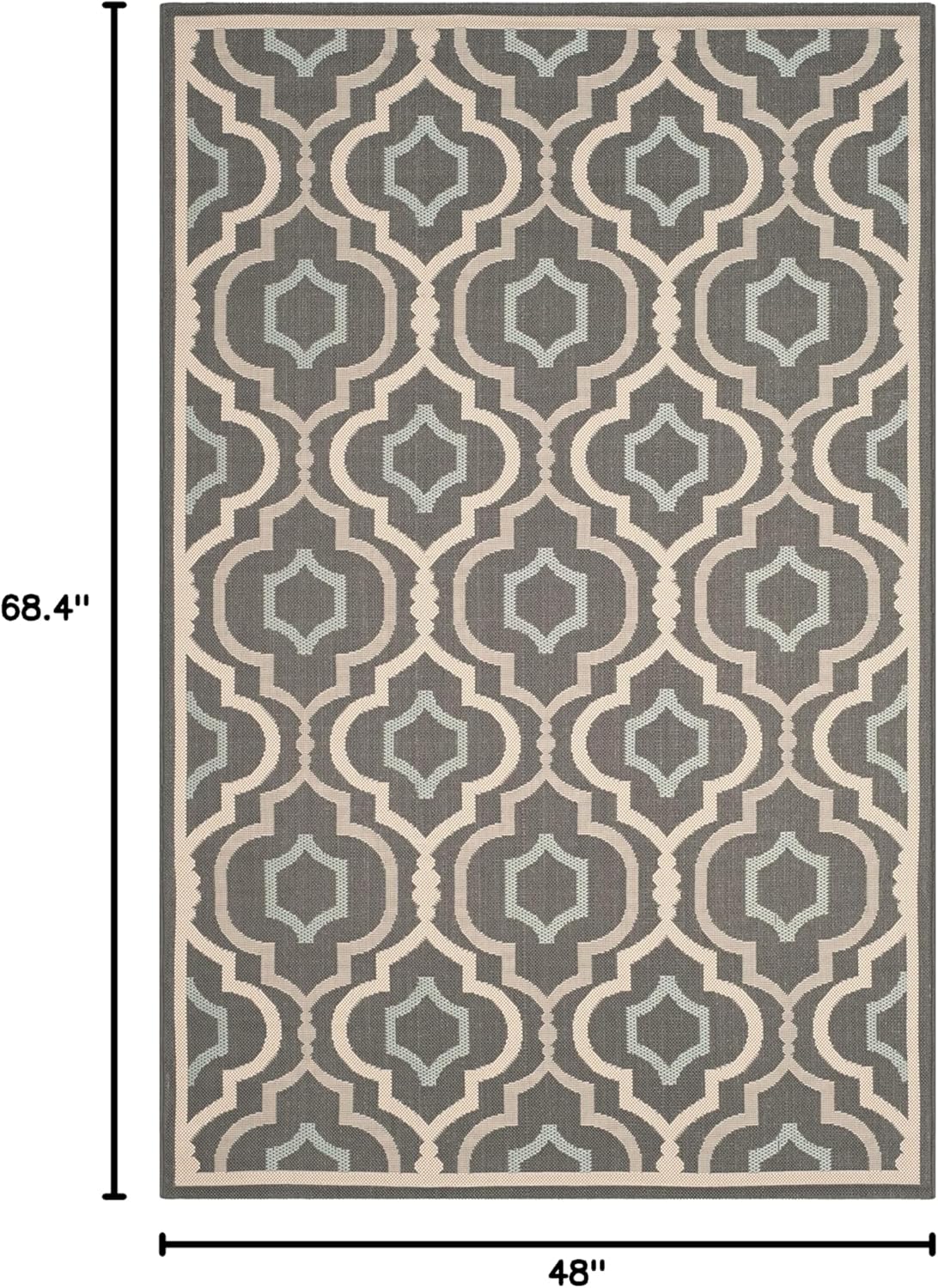 SAFAVIEH Courtyard Collection 4' x 5'7" Grey/Blue CY7938 Indoor/ Outdoor Waterproof Easy Cleaning Patio Backyard Mudroom Area Rug