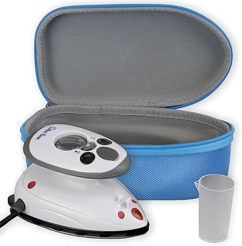 The Quilted Bear Mini plancha Mini plancha de vapor ligera con placa base de suela de cerámica y medidor de temperatura para uso como plancha de