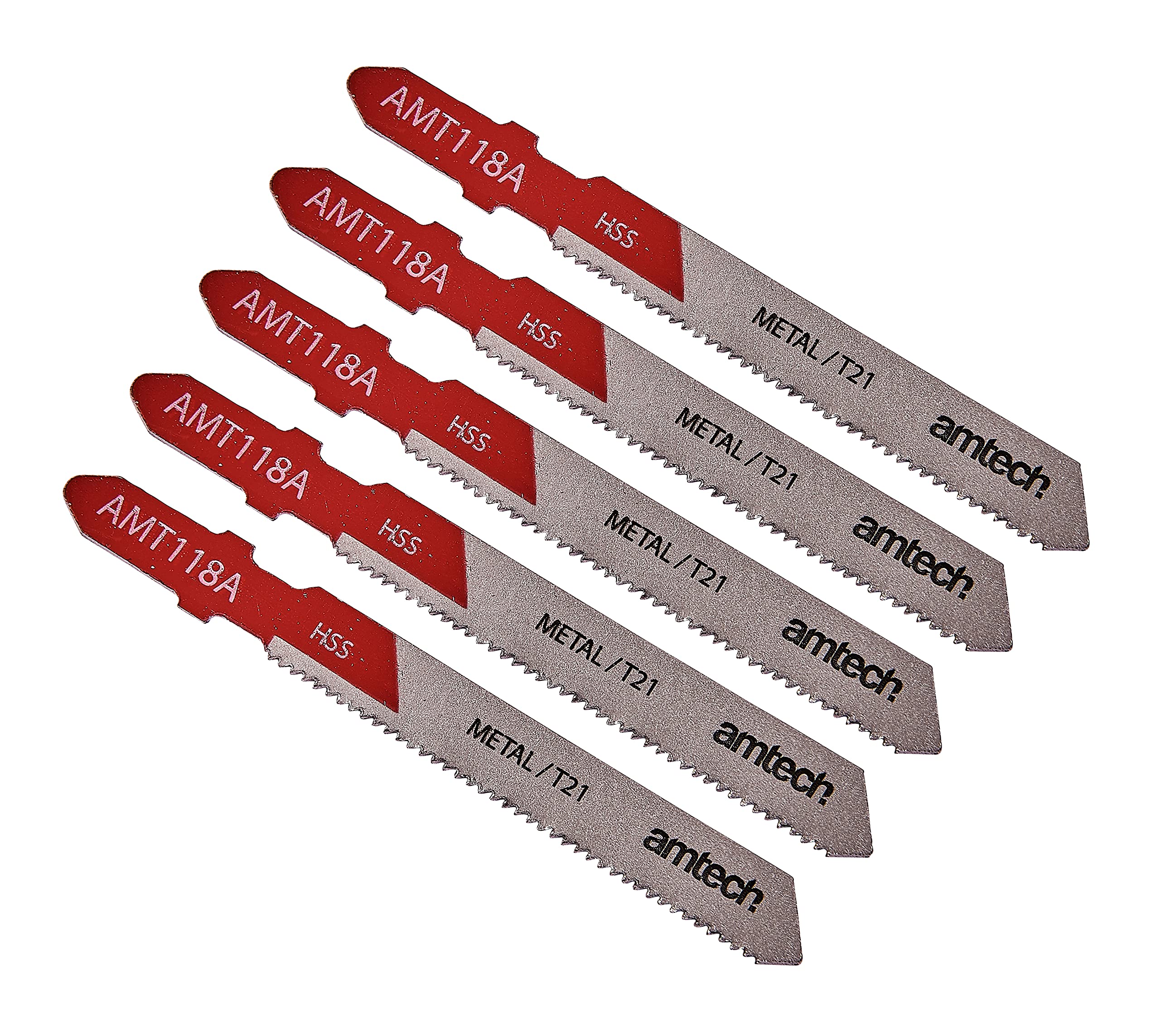 5Pc Metal Jigsaw Blade Set (Amt118a) - Metal Jigsaw Blade Set Blades Cutting 5Pc Amtech Hss Mild Steel X 55Mm 5032759034741