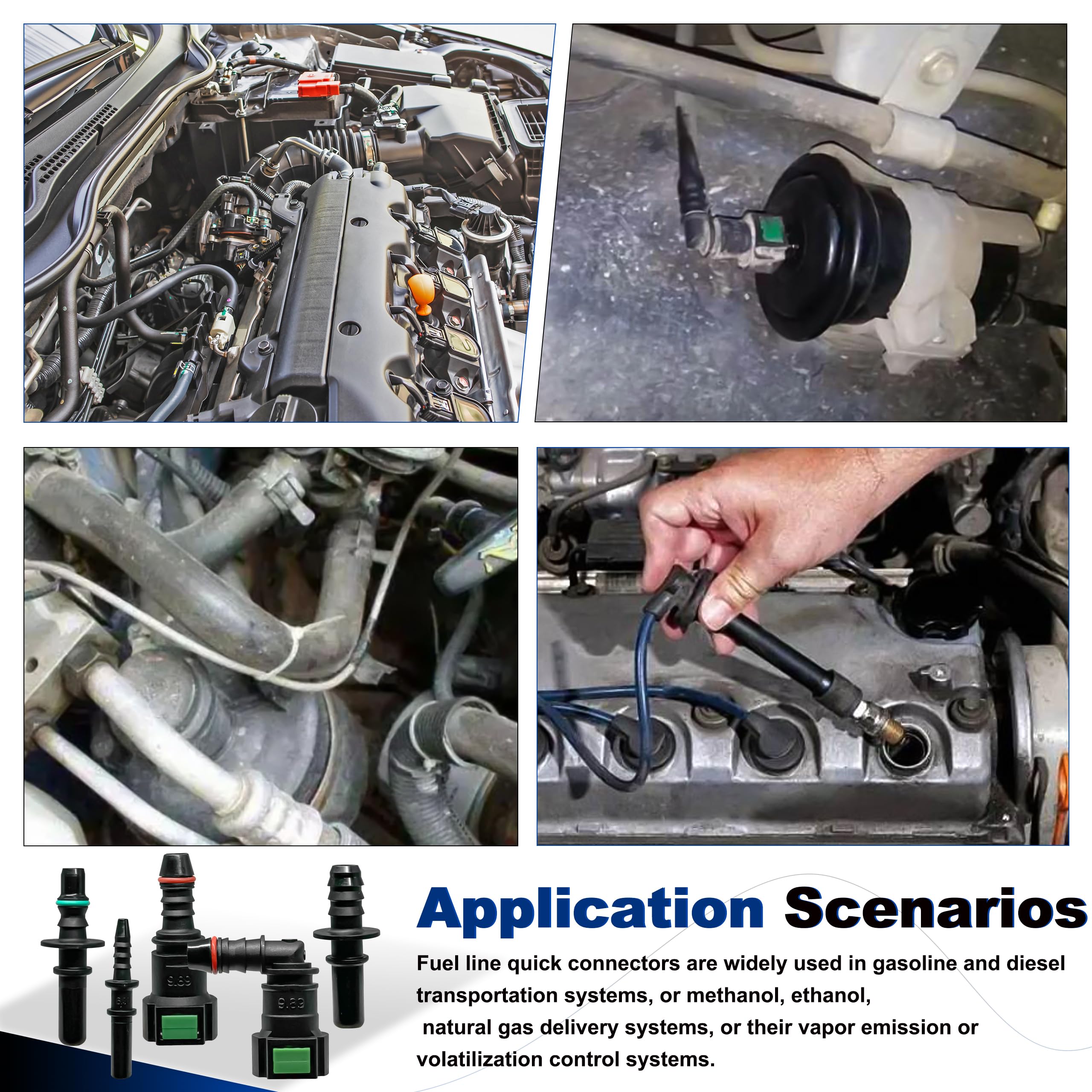 Kit di riparazione per tubo del carburante, 8 set di raccordi rapidi in nylon per tubo del carburante, raccordi a gomito dritto, sostituzione adattatore per tubo carburante automobilistico