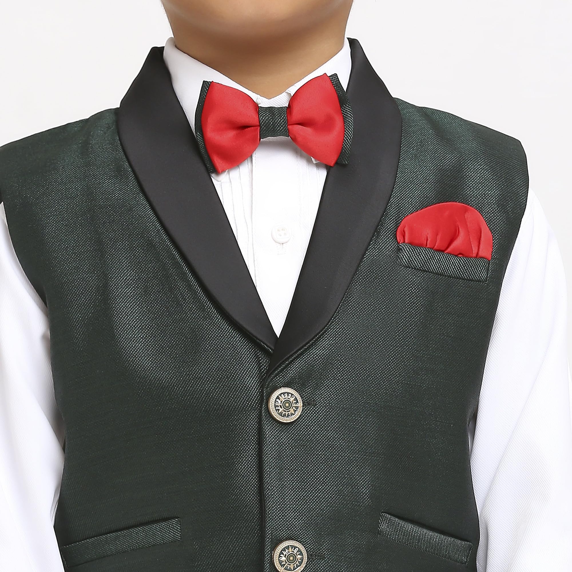 KIDS ISLAND Boys Green 3 Pcs Jacket Suit with Cotton Shirt | KI_174_1120_Green_2 2