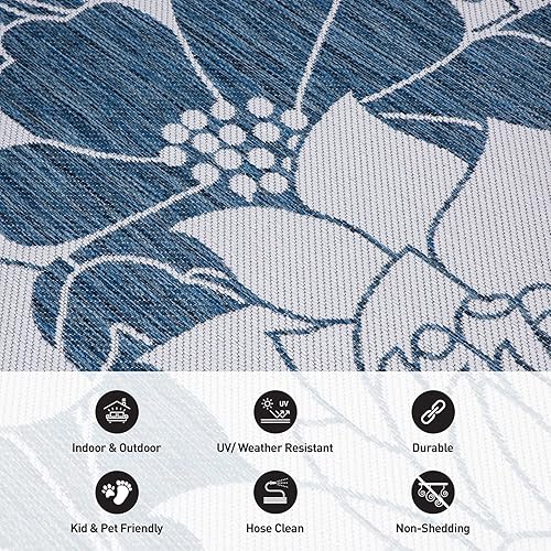Miniatura 5 de Rugshop Alfombra moderna con textura de flores florales, fácil limpieza, para exteriores, terraza, patio, patio trasero, interiorexterior, 7 pies 10