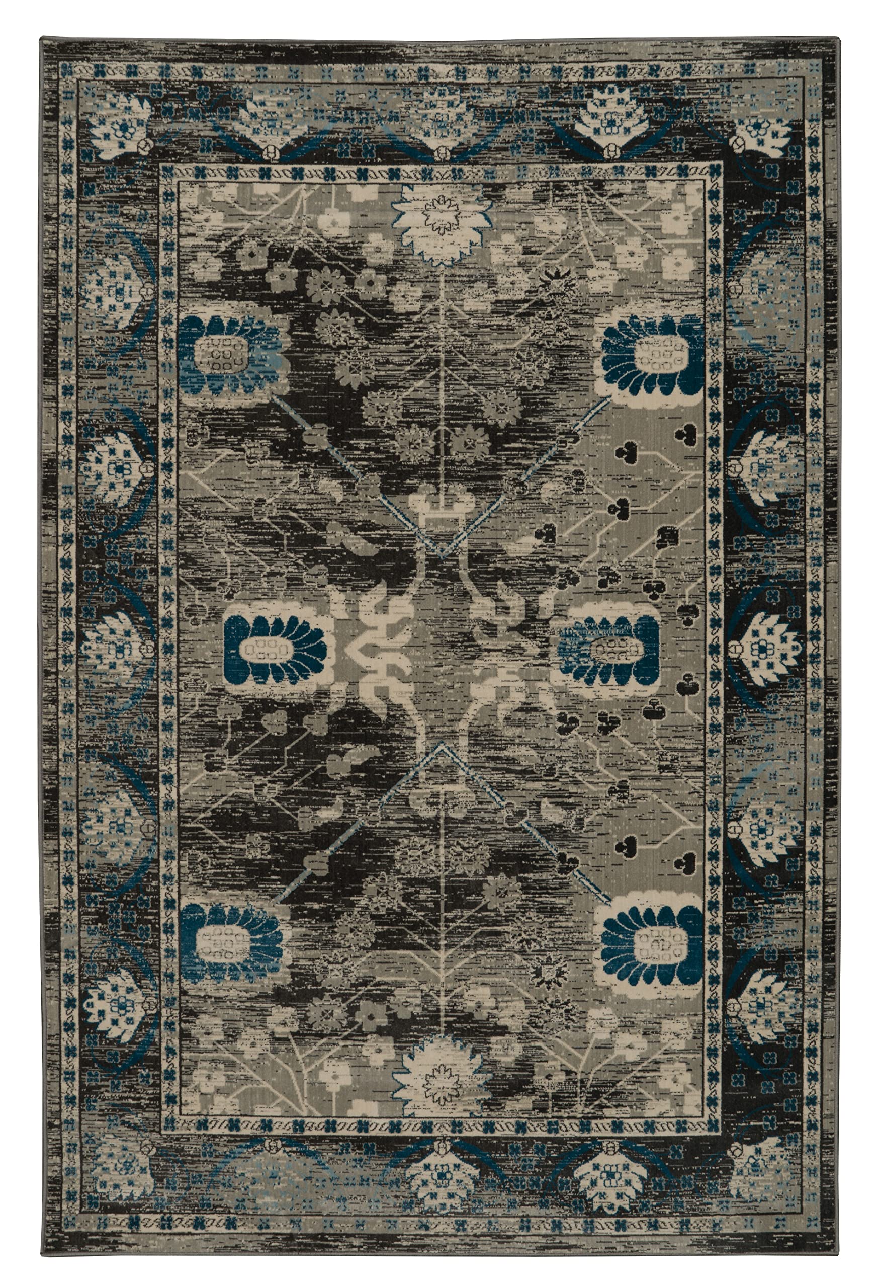 Tapis synthétique gris Linon Vintage Zeigler pour salon chaleureux de 9x12 pi