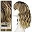 Nnzes Short Wavy Bob Wig with Bangs for Women Shoulder Length Curly Brown Ombre Blonde Synthetic Heat-Resistant Fiber Hair for Daily & Party Use