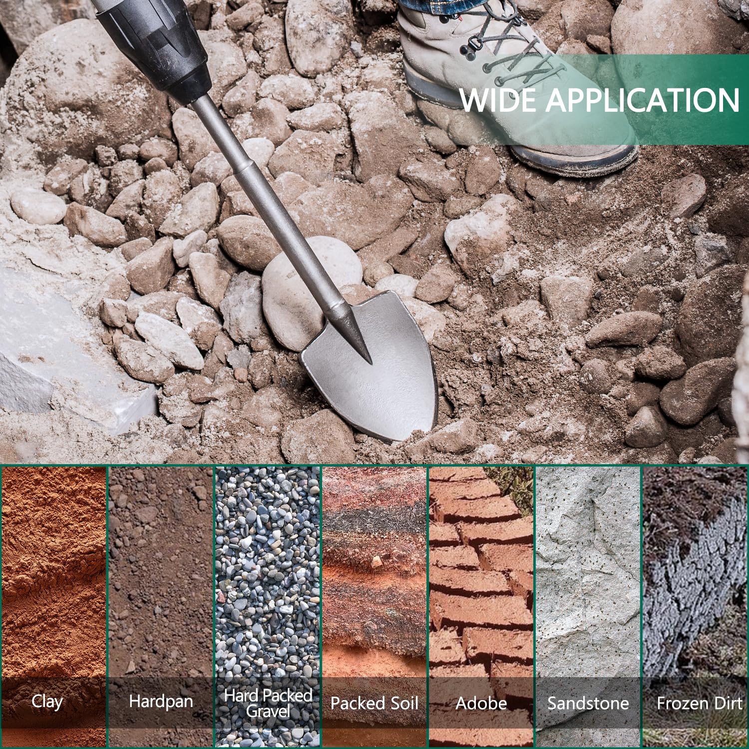 Monkey King Bar Pala de arcilla para trituradora, vástago SDS Max para martillo de demolición, cincel SDS Max para excavar, se utiliza para