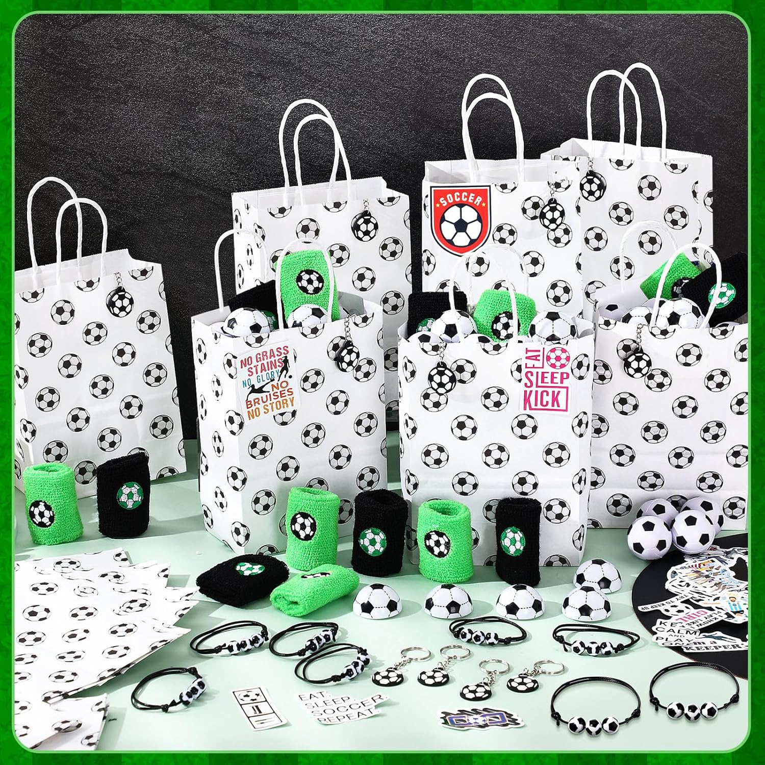 Aoriher 162 Pcs Soccer Party Favors, Soccer Party Gift Goodie Bag Fillers Foam Soccer Balls Tattoo Stickers Keychains Sticker Charm Bracelets Sport Wristband Pull Back Cars for Boy Girl Party Supplies - Image 6