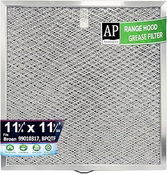 1X BPQTF 99010317 Compatible with Broan-NuTone QT2000 WA6500 WA65F S99010317 BPQTF Kitchen Range Hood Vent Combo Filter Replacements. Aluminum Mesh Dual Layer Charcoal Series
