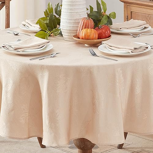 Miniatura 6 de Newbridge Tremont - Mantel de tela de damasco con hojas de otoño, diseño de damasco y hojas de remolino, temporada de otoño, impreso, resistente al