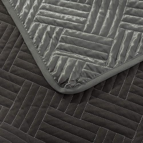 Miniatura 3 de NTBAY - Juego de cama de satén con patrón geométrico