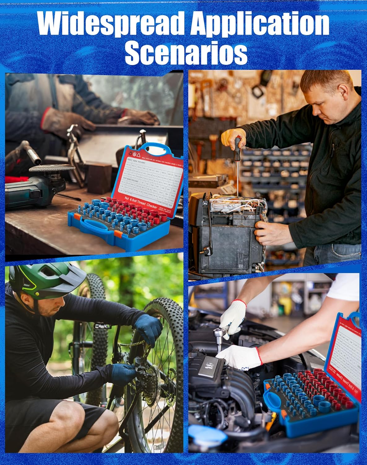 66 Nut and Bolt Thread Checker with Storage Box, Thread Checker Measuring Tool(34 Metric & 32 Standard), Bolt Size and Thread Gauge Finder Suitable for inspecting in Narrow and Tricky Areas