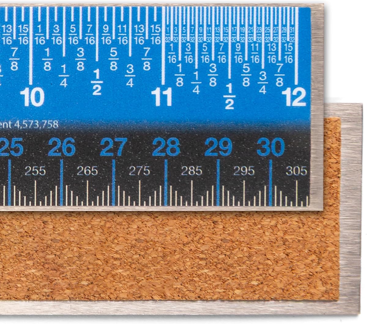 Easy Read Stainless Steel Ruler, Standard/Metric, 12" Long, Blue