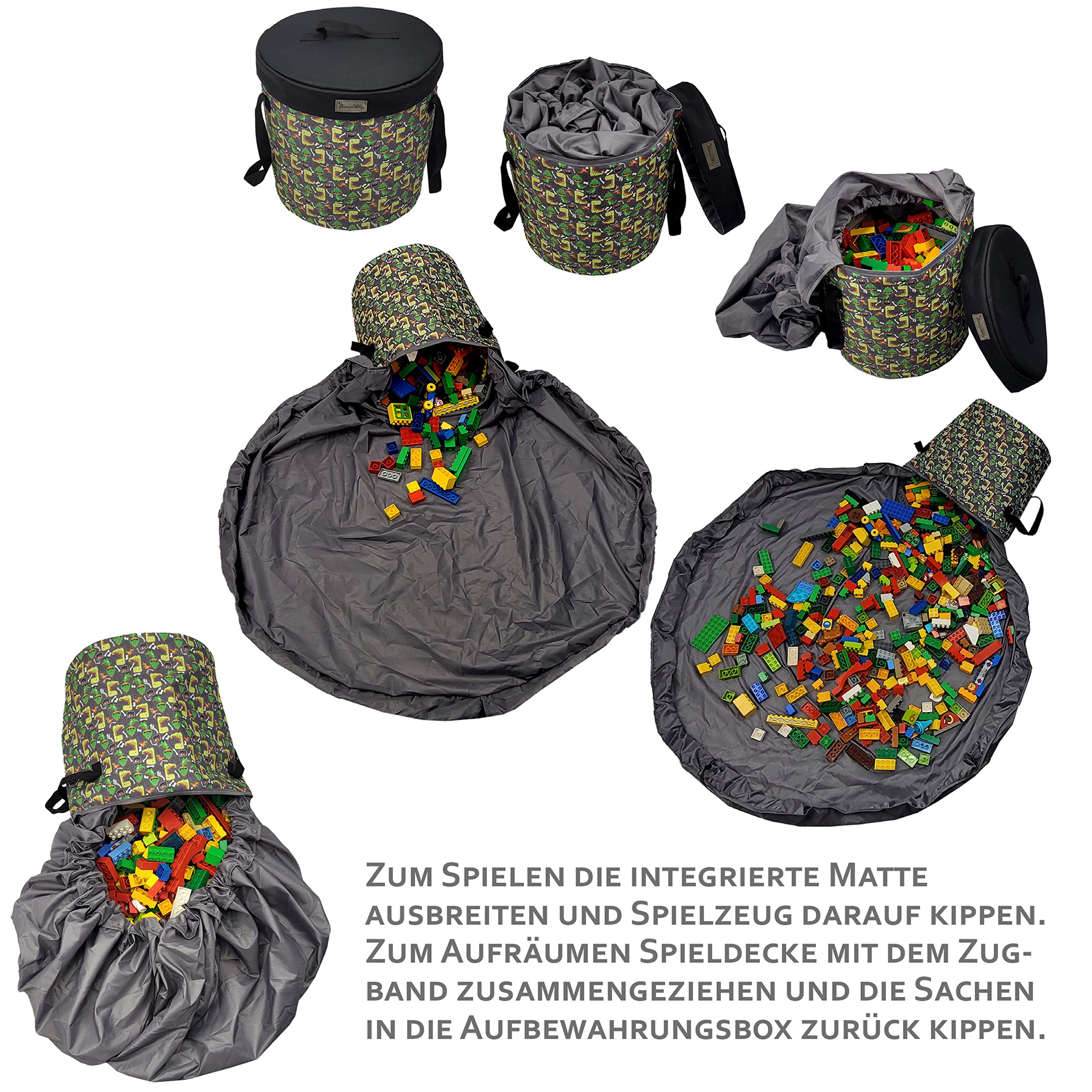 BAMBINIWELT Worek Sprzątania dla Dzieci, Koc Zabawy, Torba Przechowywania Zabawek, Mata Zabawy (Model 37)