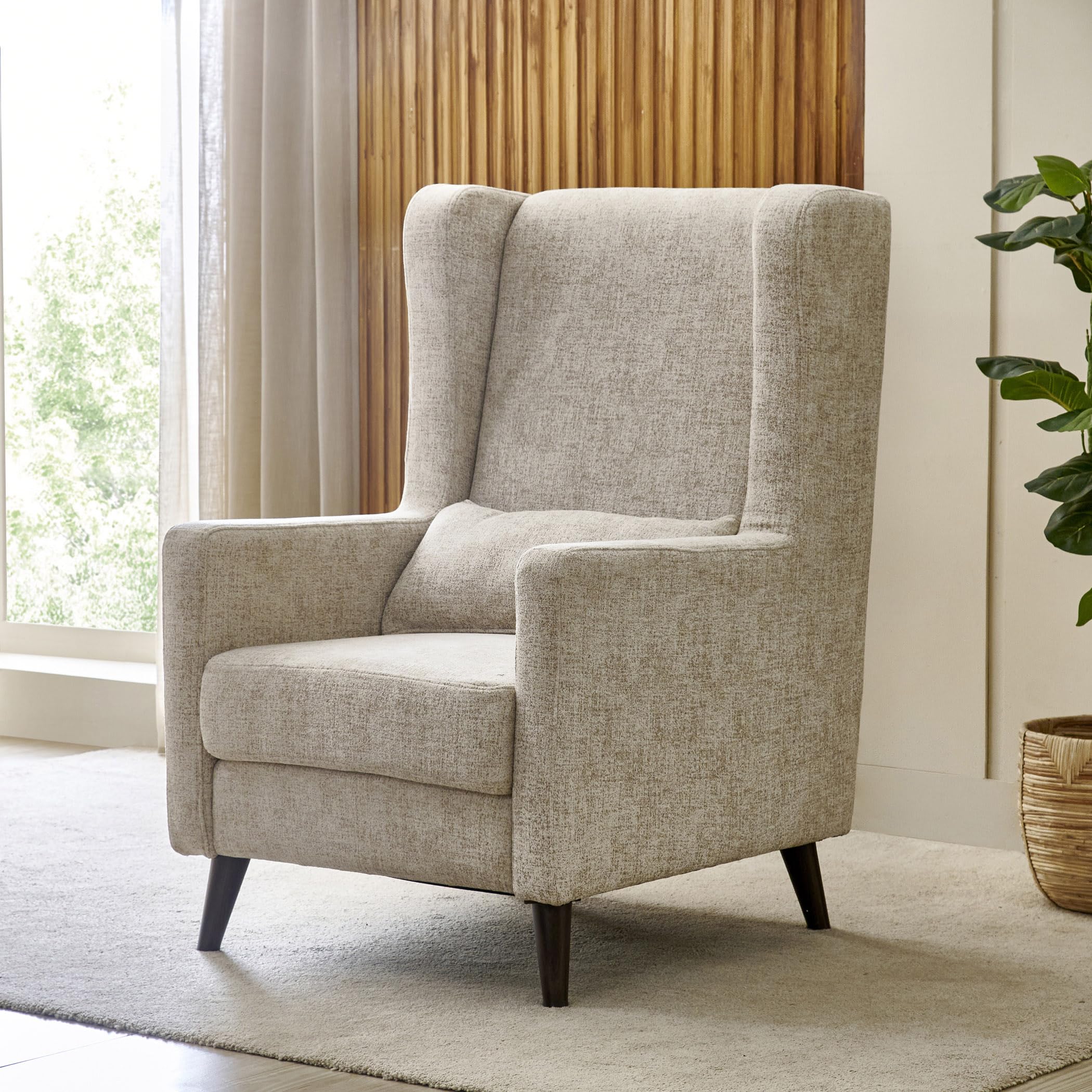 Home Centre | Yana FabricAccent Chairs | Solid Wood | Beige | 1 Year Warranty on Manufacturing defect-picture-10