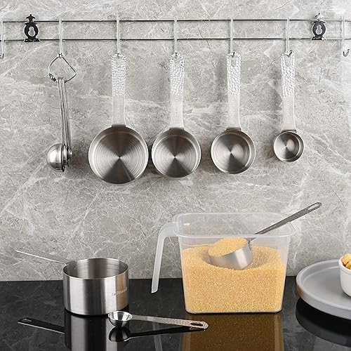 Miniatura 9 de Smithcraft Lucky Plus - Juego de tazas y cucharas medidoras de acero inoxidable, resistentes 5 tazas medidoras y 6 cucharas medidoras con argollas.