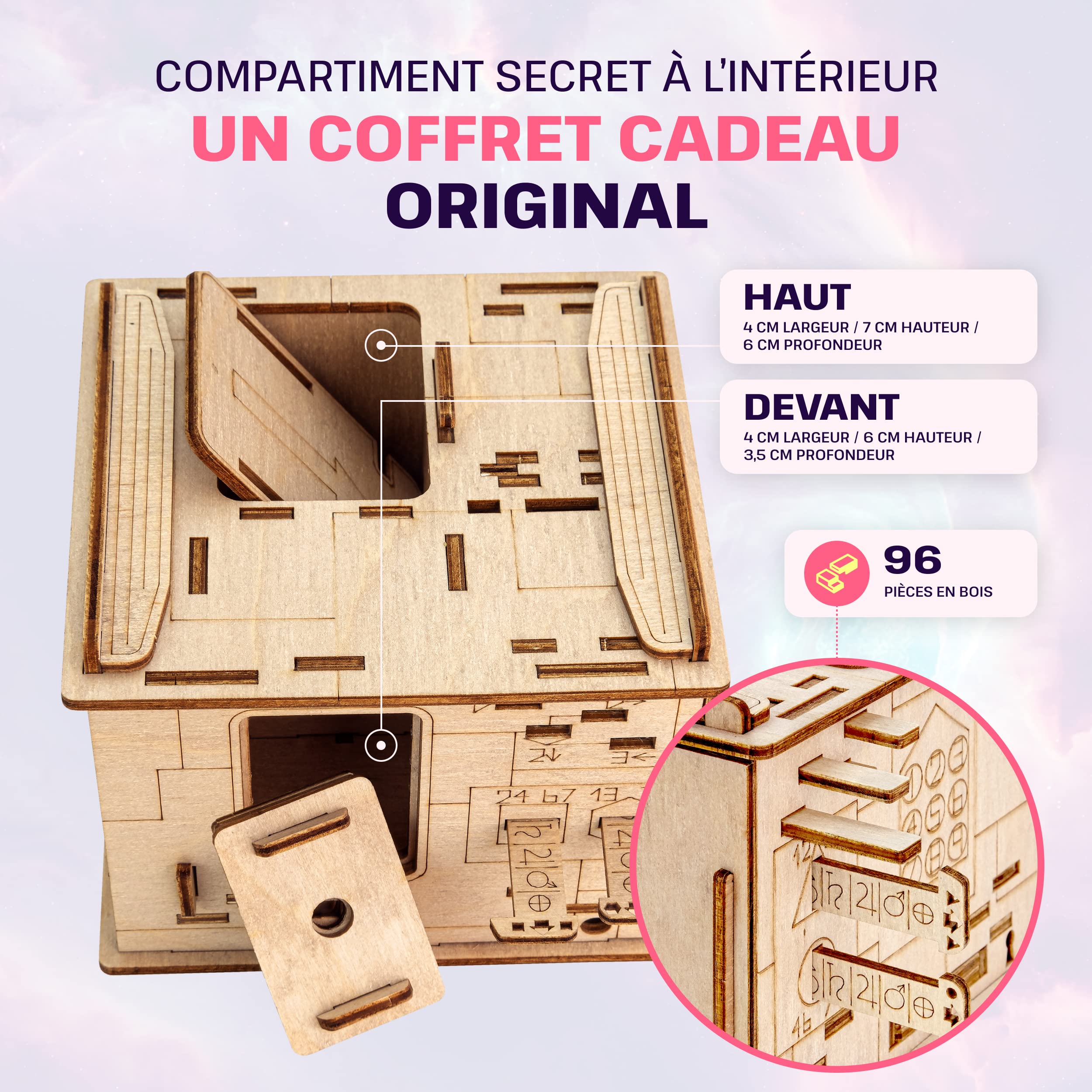 ESC WELT Space Box - Boîte d'énigmes en de Bouleau - Puzzles 3D pour Adultes - Casse-tête avancé en Bois pour Les Fêtes d'anniversaire et Les Soirées en Famille - Boîte à Puzzles en Bois