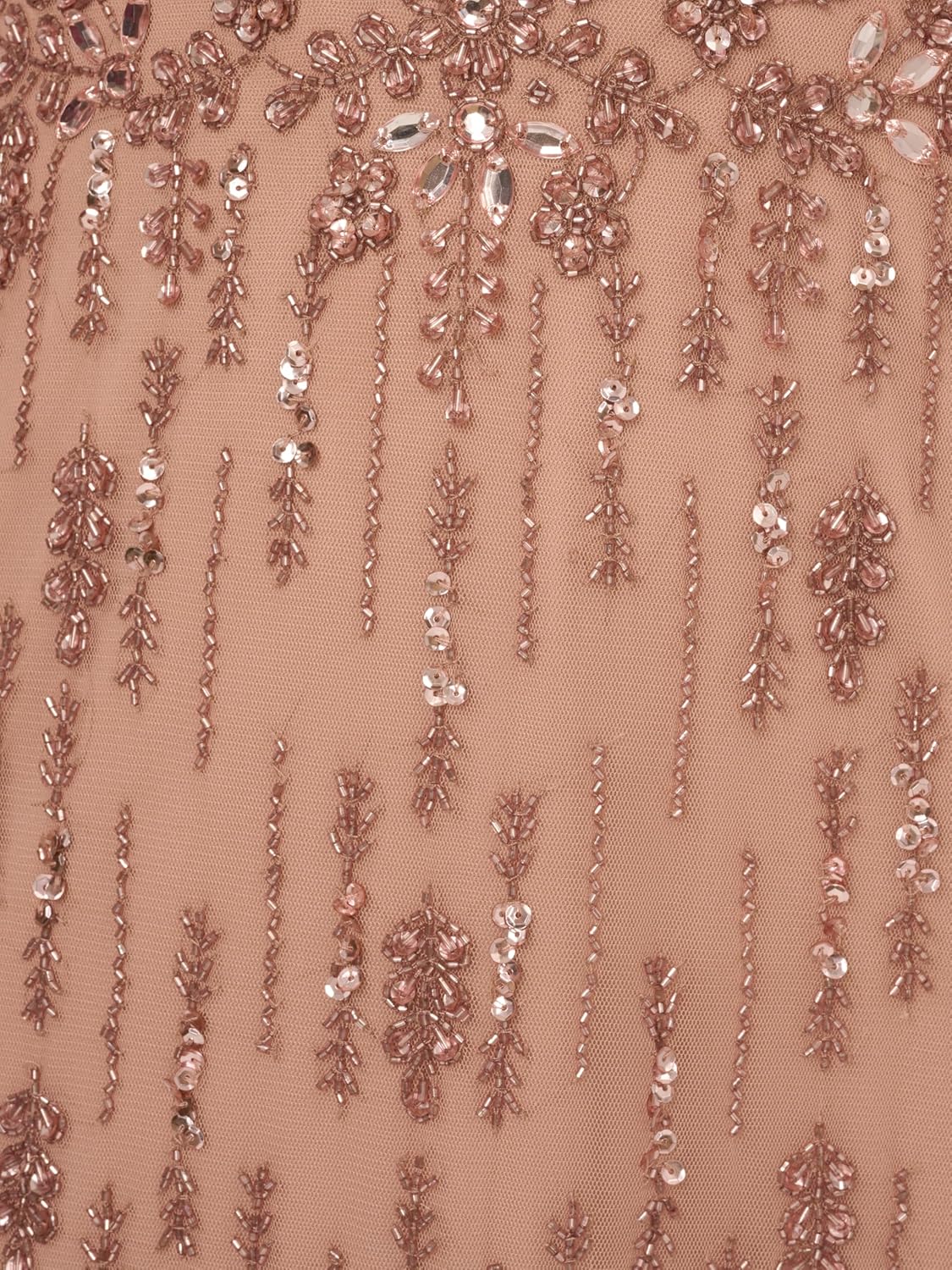 Adrianna Papell Women's Bead Mermaid Long Dress, Rose Gold, 12 - Image 3