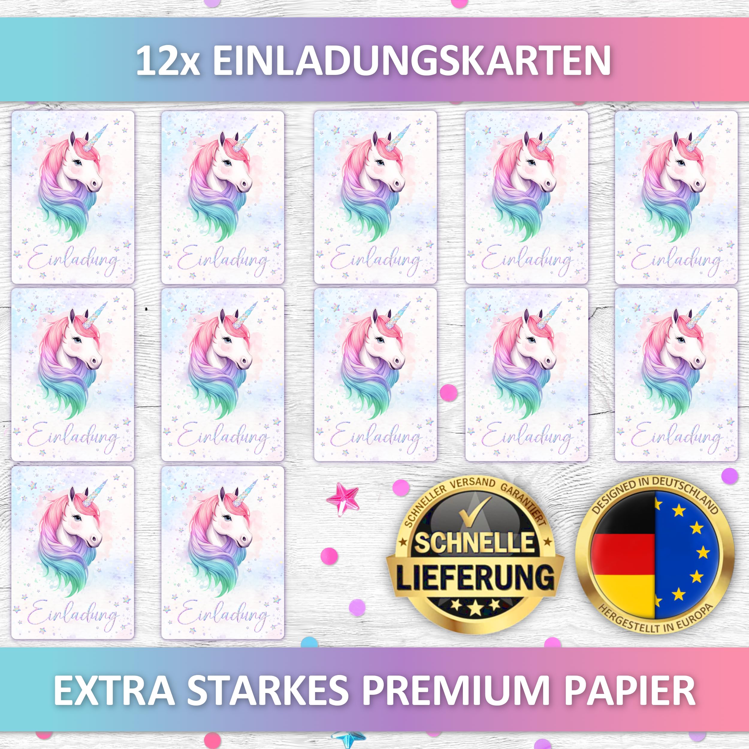 Uitnodiging Kinderfeestje Unicorn 10x