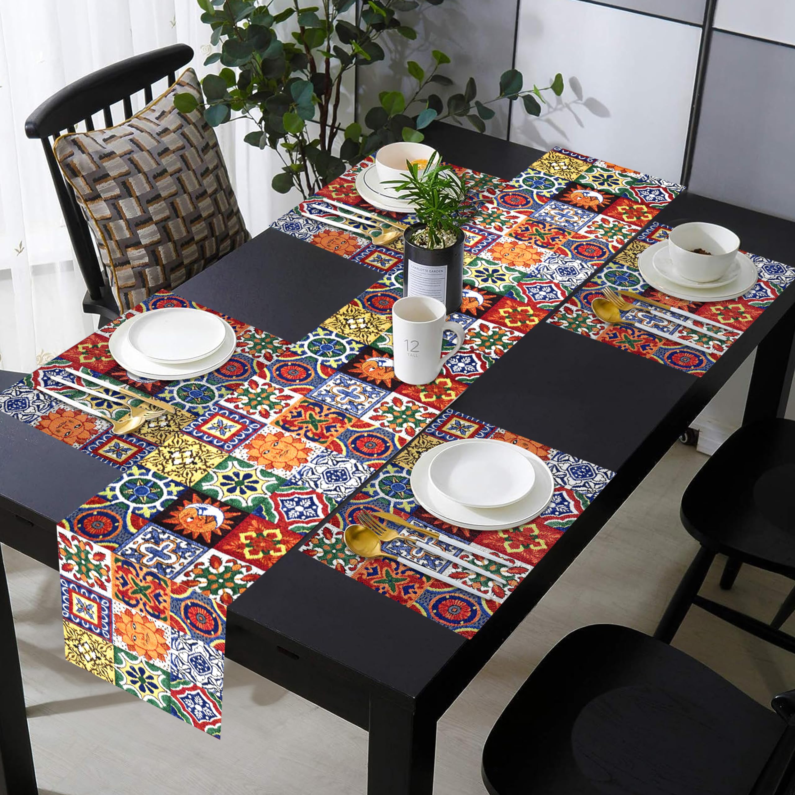 Red Flower Christmas Table Mat Set - Eco-Friendly Cotton -29 Red Flower Christmas Table Mat Set - Eco-Friendly Cotton -29