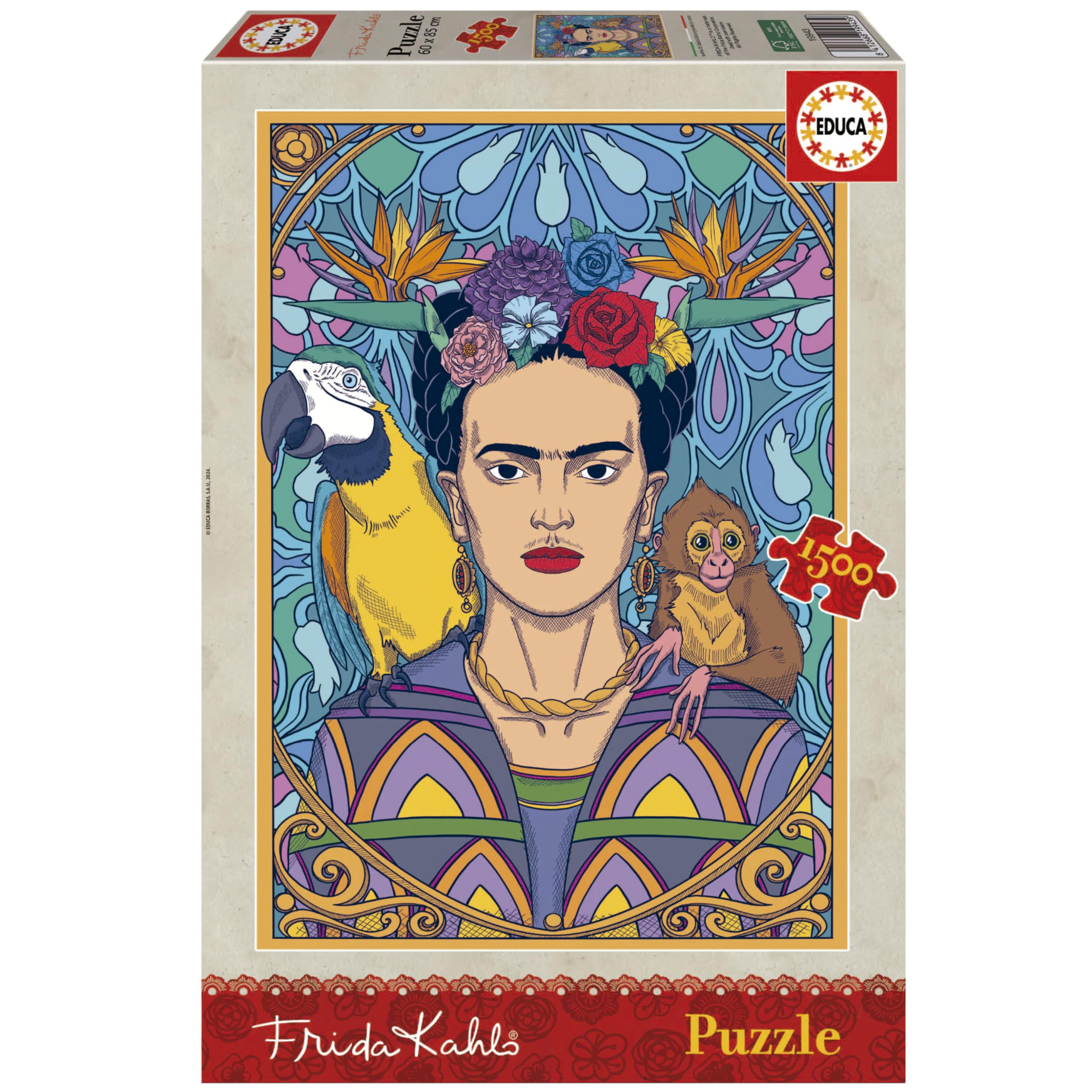Educa - Frida Kahlo | Puzzle de 1500 Piezas para Adultos. Medidas: 85 x 60 cm. Incluye Cola Fix Puzzle. A Partir de 14 años (19943)