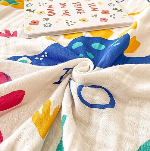 Vista 33 de J-pinno Manta reversible de muselina de estrellas y luna brillante, 100% algodón, 6 capas, manta suave y cálida, para sofá y niños pequeños, sábana