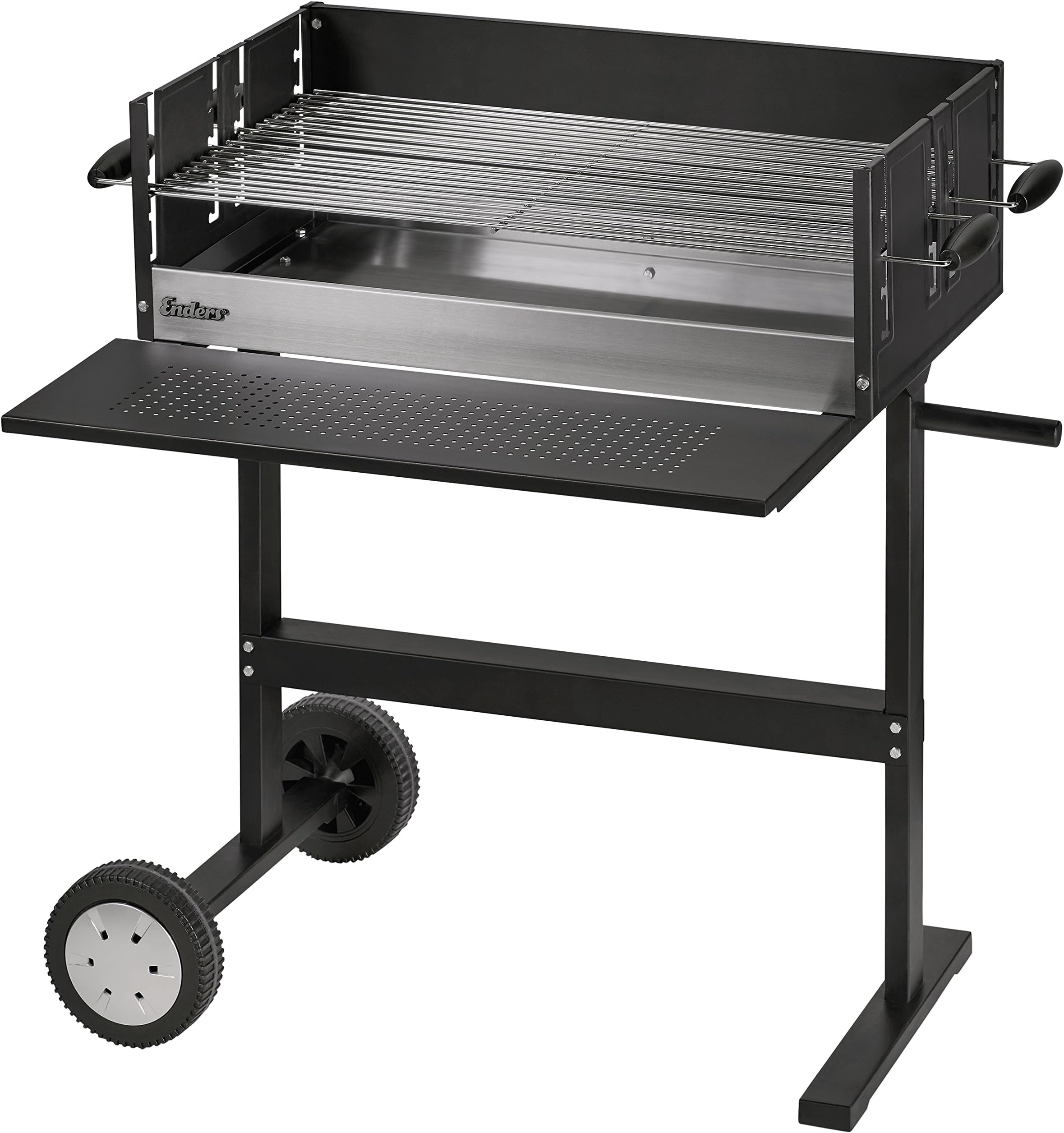 Enders charcoal grill Ventura, barbecue cart, charcoal grill, with stainless steel charcoal tray, mobile grill with shelves, stable with wind protection, large grill surface, XL