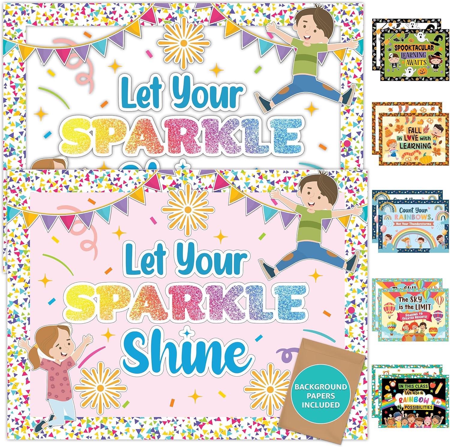 132 Pcs Confetti Bulletin Board Decorations Set with