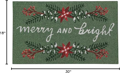 Miniatura 3 de Now Designs Pointsettia - Felpudo de fibra de coco natural con respaldo de vinilo, 18 x 30 pulgadas