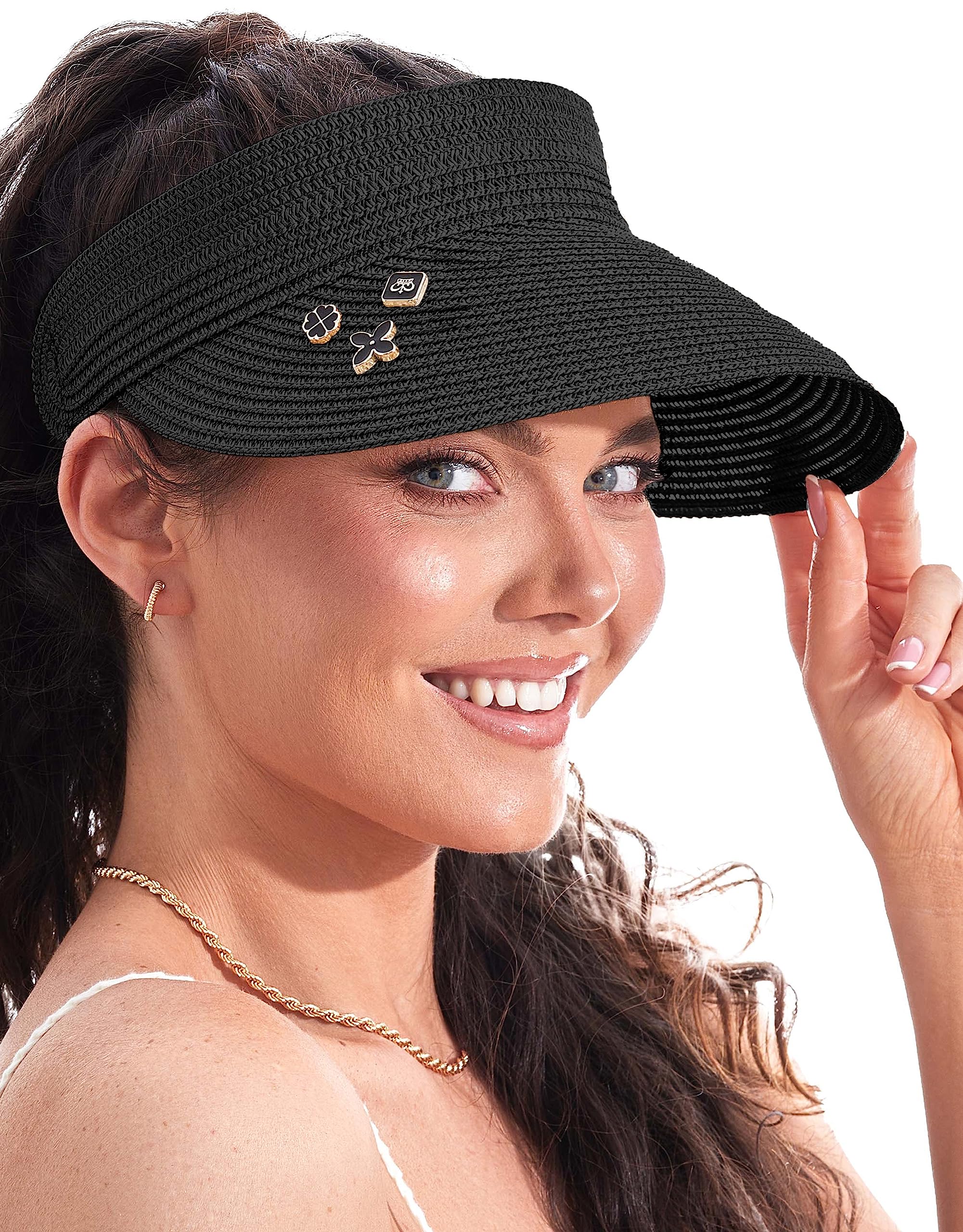 GOLDEN STAR BEAUTYSun Hat Women's Straw Sun Shield UV Protection 50, Sun Cap, Sun Visor, Visor Cap, Sun Hat Women, Sun Hat for Women, Summer Hats, Beach Sun Visor, Foldable Parasol