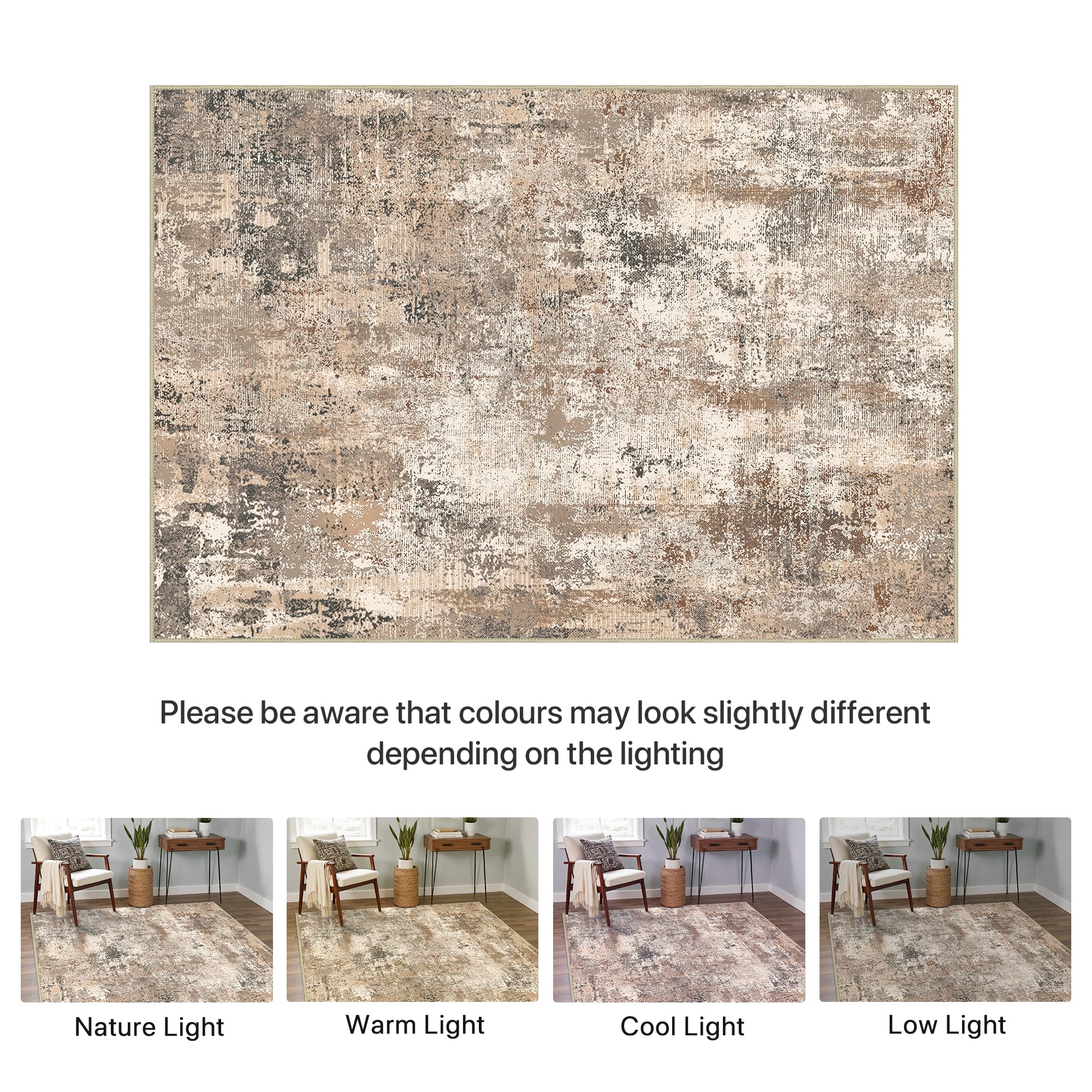 BEIMO Tappeto Salotto Pelo Corto, Moderno Tappeto Camera Da Letto, Tappeti Antiscivolo Lavabile, Tappeti Astratto per Cameretta, Soggiorno, Sala, Scendiletto, Tortora, 120x170cm