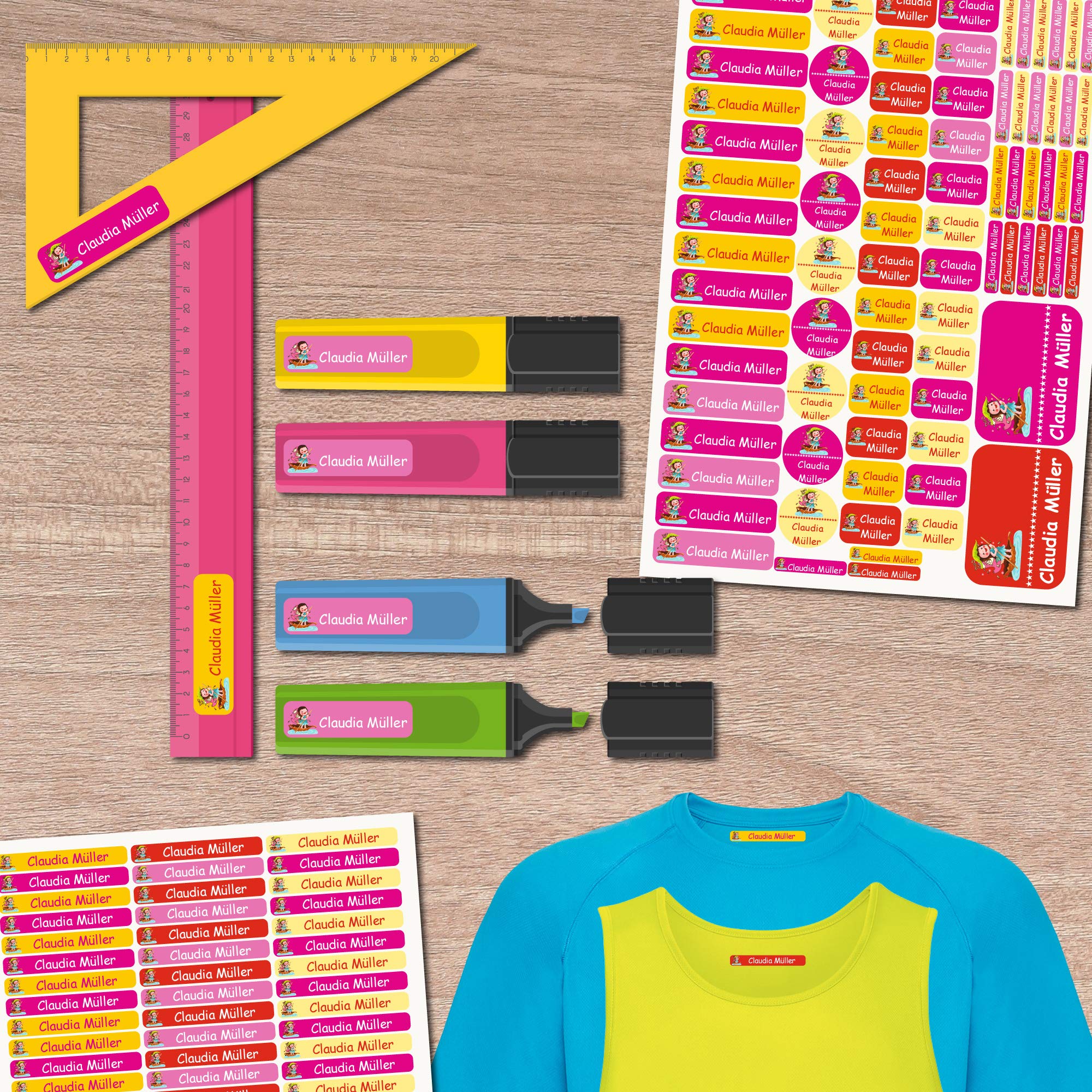 INDIGOS UG - Adesivi con nome per bambini a scuola – 30 x